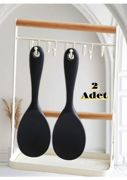 2 Adet Siyah Ultra Sert Uçlu Silikon Pilav Kaşığı 22.5 cm