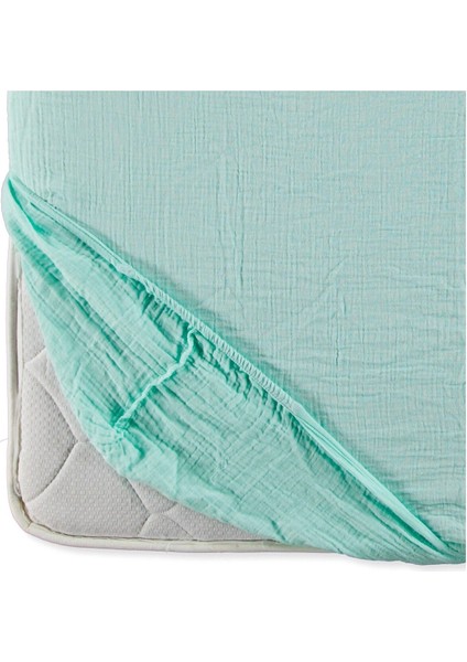 Yeşil Çift Kat Bebek Müslin Kumaş Fitted Çarşaf 65X95 modelleri