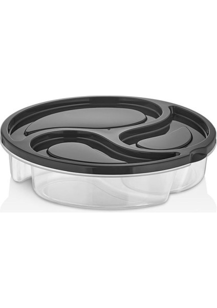 Üç Bölmeli Büyük Saklama Kabı, Siyah, Pratik ve Şık Mutfak Çözümü fiyatları