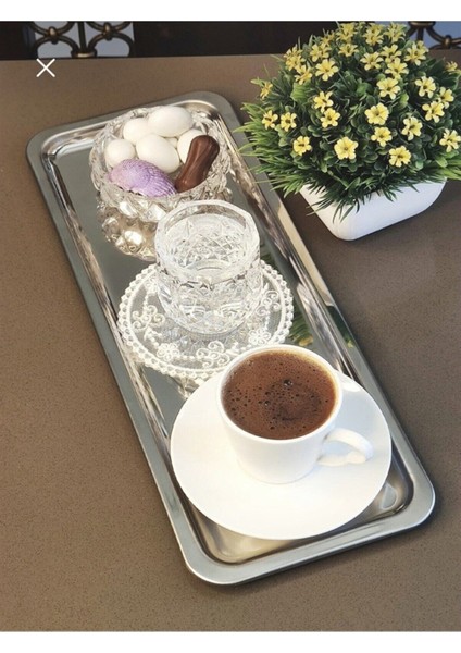 Paslanmaz Çelik Dikdörtgen Kahve Sunum Tepsisi 33X13CM, Şık ve Dayanıklı Ürün indirimleri