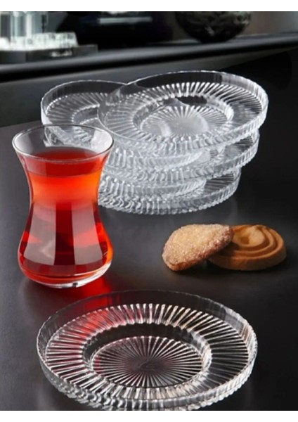 Beyaz Çay Tabağı 6'lı Set, Elysia Bardaklarla Uyumlu, Şık ve Zarif Tasarım