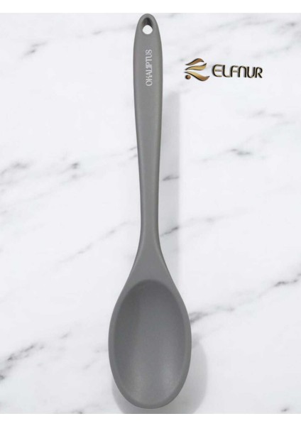 Gri 28CM Sert Uçlu Isıya Dayanıklı Yanmaz Silikon Yemek Kaşığı fiyatları