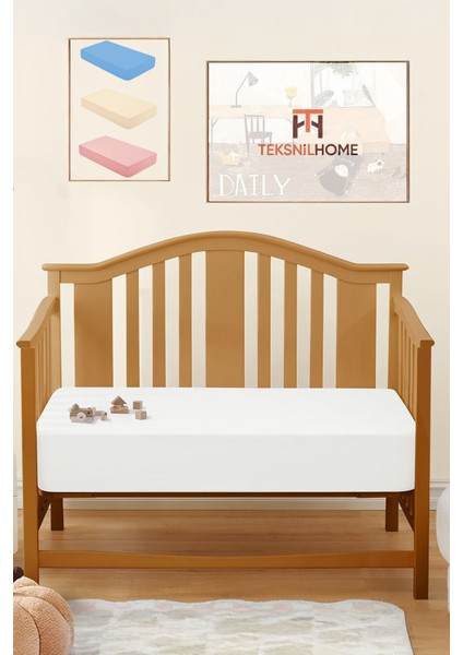 Yumuşak Pamuk Penye Lastikli Bebek Çarşafı, Anne Yanı ve Kreş Yatakları Için Uygun