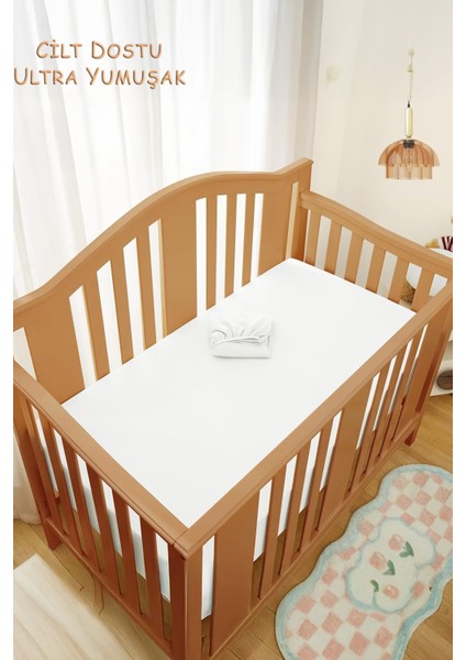 Yumuşak Pamuk Penye Lastikli Bebek Çarşafı, Anne Yanı ve Kreş Yatakları Için Uygun fırsatları