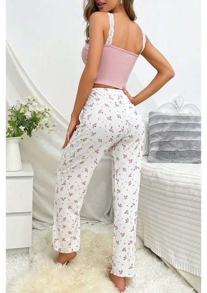 Askılı Şık Üstü Dantel Işlemeli Baskılı Pijama Takımı indirimleri