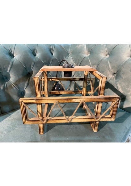 Kare Ahşap Avize, Modern ve Şık Tasarım, Sıcak Ton, Ev ve Ofis Için Ideal modelleri