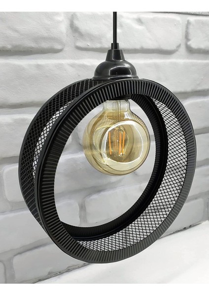 Şık Siyah Endüstriyel Metal Hasır Tel Dairesel Sarkıt Avize Aydınlatma indirimleri