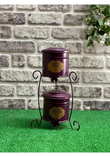 Mor Standlı Çay ve Şekerlik, 21X13X37 Cm, Şık ve Kullanışlı Tasarım