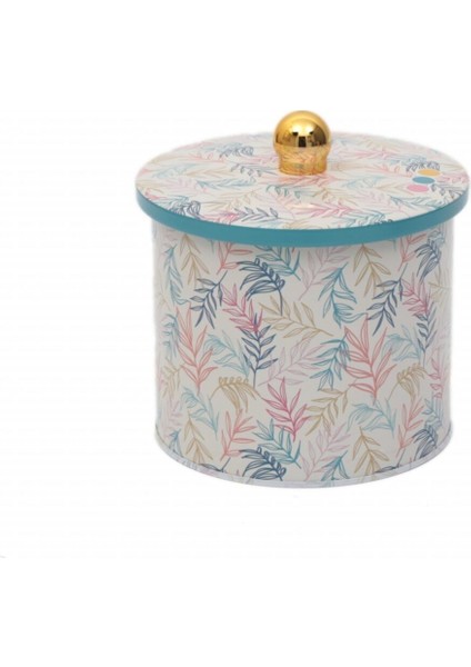 Yuvarlak 14 cm Metal Saklama Kabı, Turkuaz Desenli, Şık ve Kullanışlı fırsatları