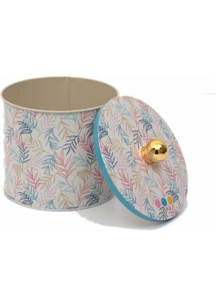 Yuvarlak 14 cm Metal Saklama Kabı, Turkuaz Desenli, Şık ve Kullanışlı indirimleri