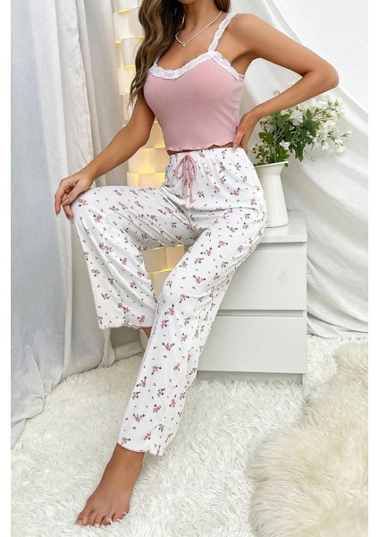 Askılı Şık Üstü Dantel Işlemeli Baskılı Pijama Takımı fiyatları