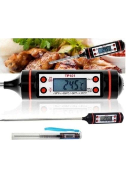 Dijital Metal Gıda Sıcaklık Ölçer, LCD Ekran, Beyaz, Dayanıklı ve Hassas Termometre fırsatları