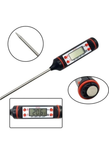 Dijital Metal Gıda Sıcaklık Ölçer, LCD Ekran, Beyaz, Dayanıklı ve Hassas Termometre indirimleri