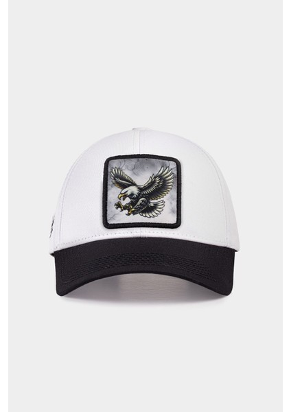 Six Kartal Logolu Siyah-Beyaz Beyzbol Şapka