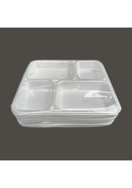 4 Bölmeli Tek Kullanımlık Köpük Tabak, 26.5X30 Cm, 10'lu Paket fiyatları