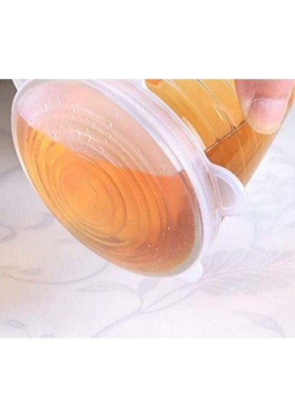 6'lı Silikon Sızdırmaz Tencere Kapağı ve Bonesi, Beyaz, Sağlam ve Kullanışlı fırsatları