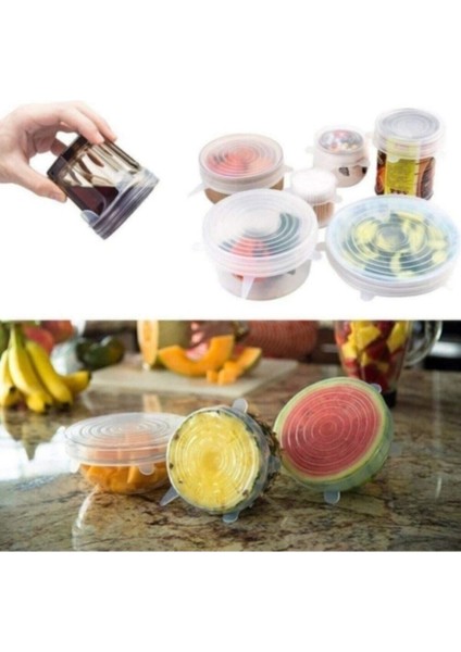 6'lı Silikon Sızdırmaz Tencere Kapağı ve Bonesi, Beyaz, Sağlam ve Kullanışlı indirimleri