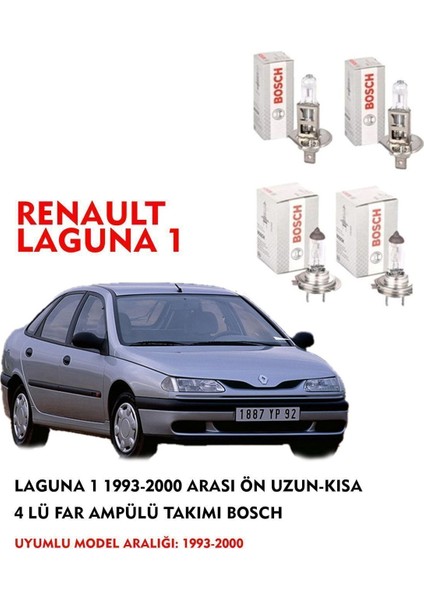 Laguna 1 1996 Model Ön Uzun-Kısa 4 Lü Far Ampülü Takımı