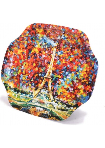 Turuncu Paris Desenli Özel Şekil Tepsi 28X33 cm indirimleri