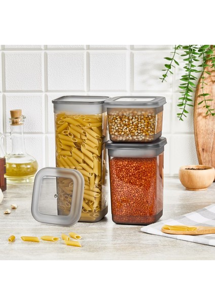 3'lü Gri Saklama Kabı Seti, Pratik ve Şık Organize Çözümü