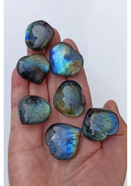 Renkli Kalp Kesim Labradorit Taşı, Işıltılı ve Şık Takı Parçası