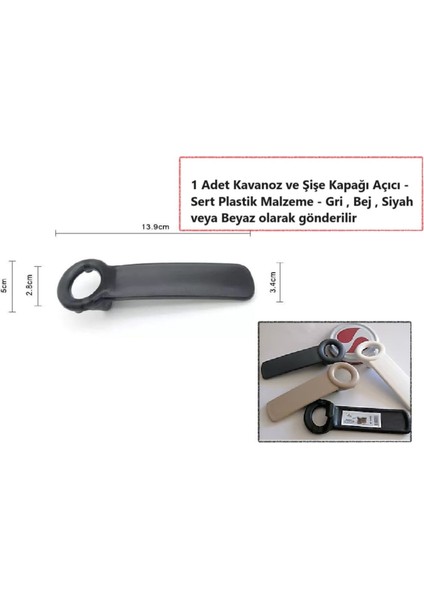 Pratik Şişe ve Kavanoz Kapağı Açıcı, Siyah, 1 Adet