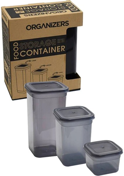 3'lü Gri Saklama Kabı Seti, Pratik ve Şık Organize Çözümü modelleri