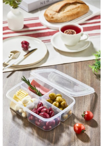 4 Bölmeli Buzdolabı Saklama Kabı, 250ML x 4, Beyaz, Sebze ve Et Saklama Seti fırsatları