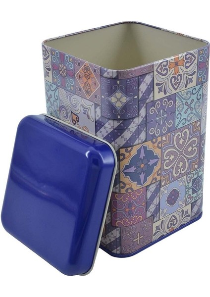 Mor Ekose Desenli Kare Metal Saklama Kabı 11X11 Cm, Şık ve Kullanışlı. indirimleri