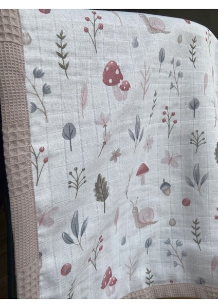 Çift Taraflı Bebek Battaniyesi, Doğa ve Mantarlar, Lavanta, 80X80 Cm, %100 Pamuk, Waffle Pike fiyatları