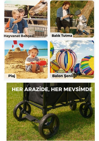 Güneş Tenteli Vagon Taşıma Arabası Siyah