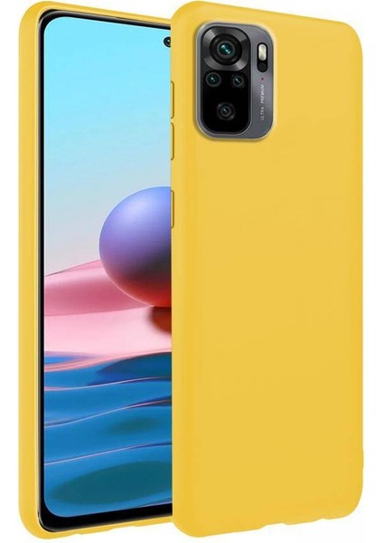 Xiaomi Redmi Note 10 İnce Mat Silikon Kılıf Sarı
