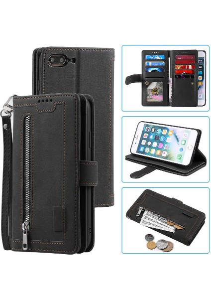 Iphone 7 Için Flip Case Artı/8 Artı Kordon Cüzdan Kickstand Pu Deri 9 (Yurt Dışından)