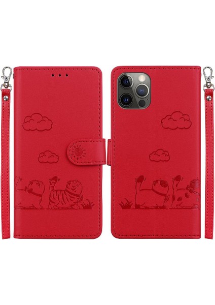Iphone 12/12 Pro Kedi Rfid Deri Cüzdan Kart Yuvası Tutucu Için Flip Case (Yurt Dışından)