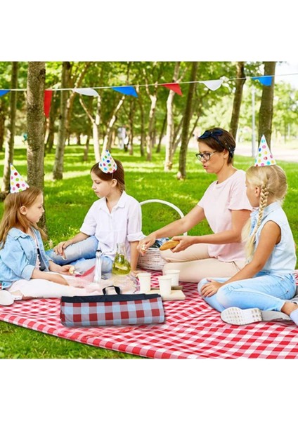 Renkli Plaj Hasırı ve Minder, Kum Yapışmaz, 150-200 cm Kırmızı-Beyaz