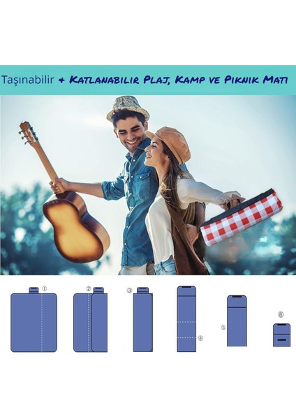 Renkli Plaj Hasırı ve Minder, Kum Yapışmaz, 150-200 cm Kırmızı-Beyaz fiyatları