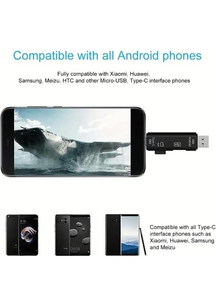 5 In 1 Çok Fonksiyonlu USB 2.0 Micro Sd Kart Okuyucu - Usb/micro Usb/type-C Çıkışlı, Otg Çevirici indirimleri