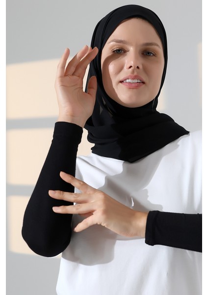 Kadın Düz Dikişsiz Pratik Likralı Tesettür Kolluk Penye Namaz Kolluğu - Siyah fırsatları
