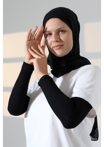 Kadın Düz Dikişsiz Pratik Likralı Tesettür Kolluk Penye Namaz Kolluğu - Siyah indirimleri