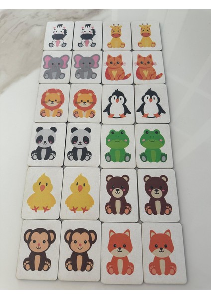 Zeka Kartları Eşleştirme Oyunu Hafıza Kartı Ahşap Eğitici Oyuncak