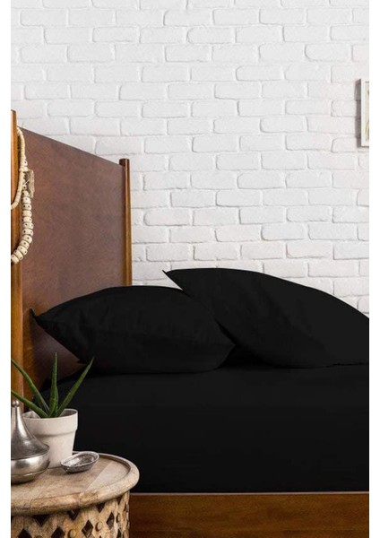 Pamuklu Ranforce Çift Kişilik Çarşaf Takımı, Jumbo Boy, Lastikli, Siyah, 200X200 fiyatları