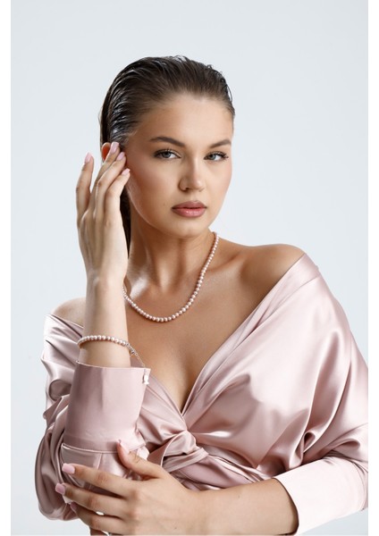 Pembe Doğal Inci Kolye Bileklik Ikili Set fırsatları