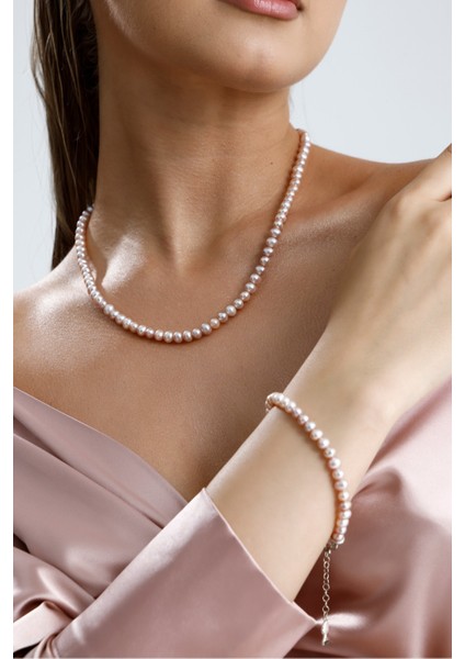 Pembe Doğal Inci Kolye Bileklik Ikili Set indirimleri