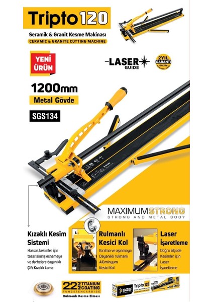 SGS134 - TRIPTO120 Seramik Granit Fayans Kesme Makinası 120CM fiyatları