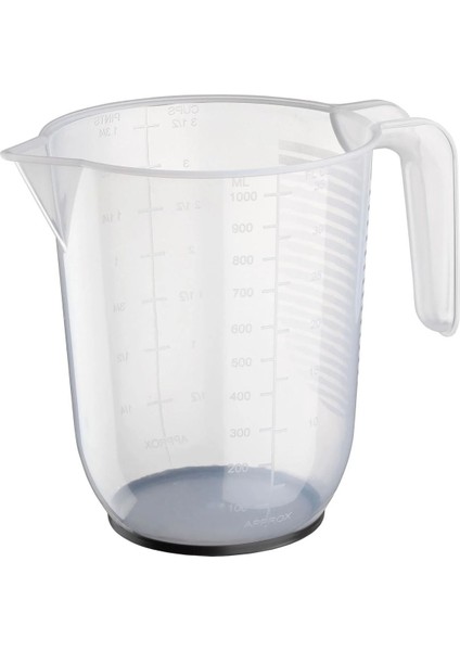 1 Lt Kaymaz Taban Plastik Ölçek Beher, Gri