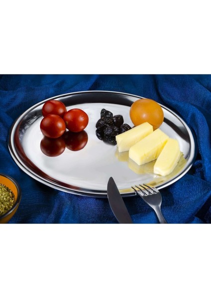 Gri Paslanmaz Çelik Servis Tabağı No.7, Şık ve Dayanıklı Kullanım Sağlar