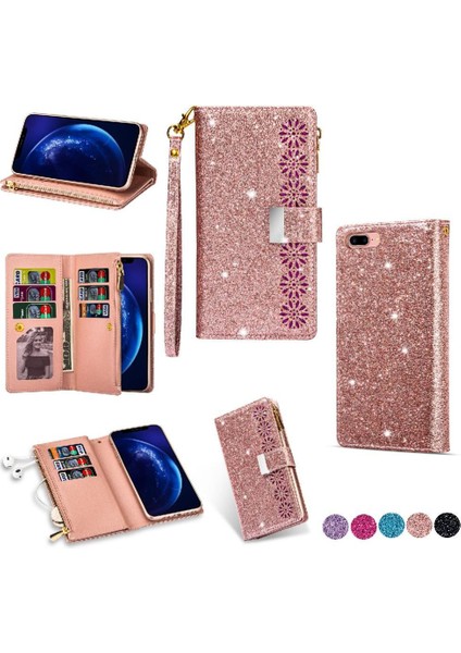 Iphone 7 Için Glitter Cüzdan Kılıf Artı/iphone 8 Artı Cüzdan Durumda Bilek (Yurt Dışından)