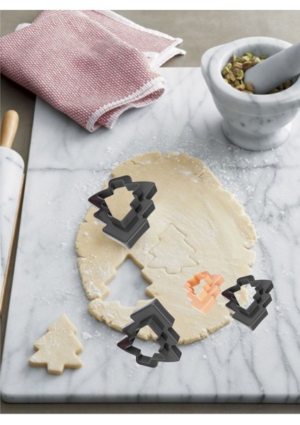 Iki Taraflı Çam Ağacı Kek ve Kurabiye Kalıbı Seti, Gümüş Renk modelleri