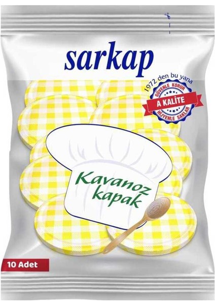 10 Adet Sarı Ekoseli Kavanoz Kapağı, 82MM, Hijyenik Paketli fiyatları