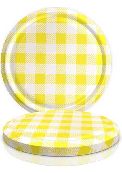10 Adet Sarı Ekoseli Kavanoz Kapağı, 82MM, Hijyenik Paketli fırsatları